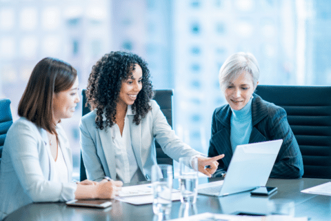 women in a business meeting in a modern office